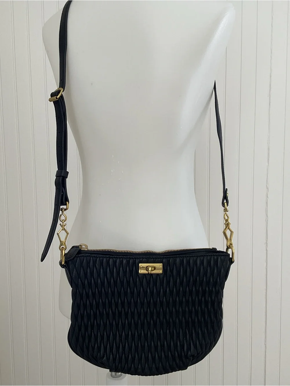 J. Crew Baby Brampton Quilted Leather Hobo Crossbody Bag